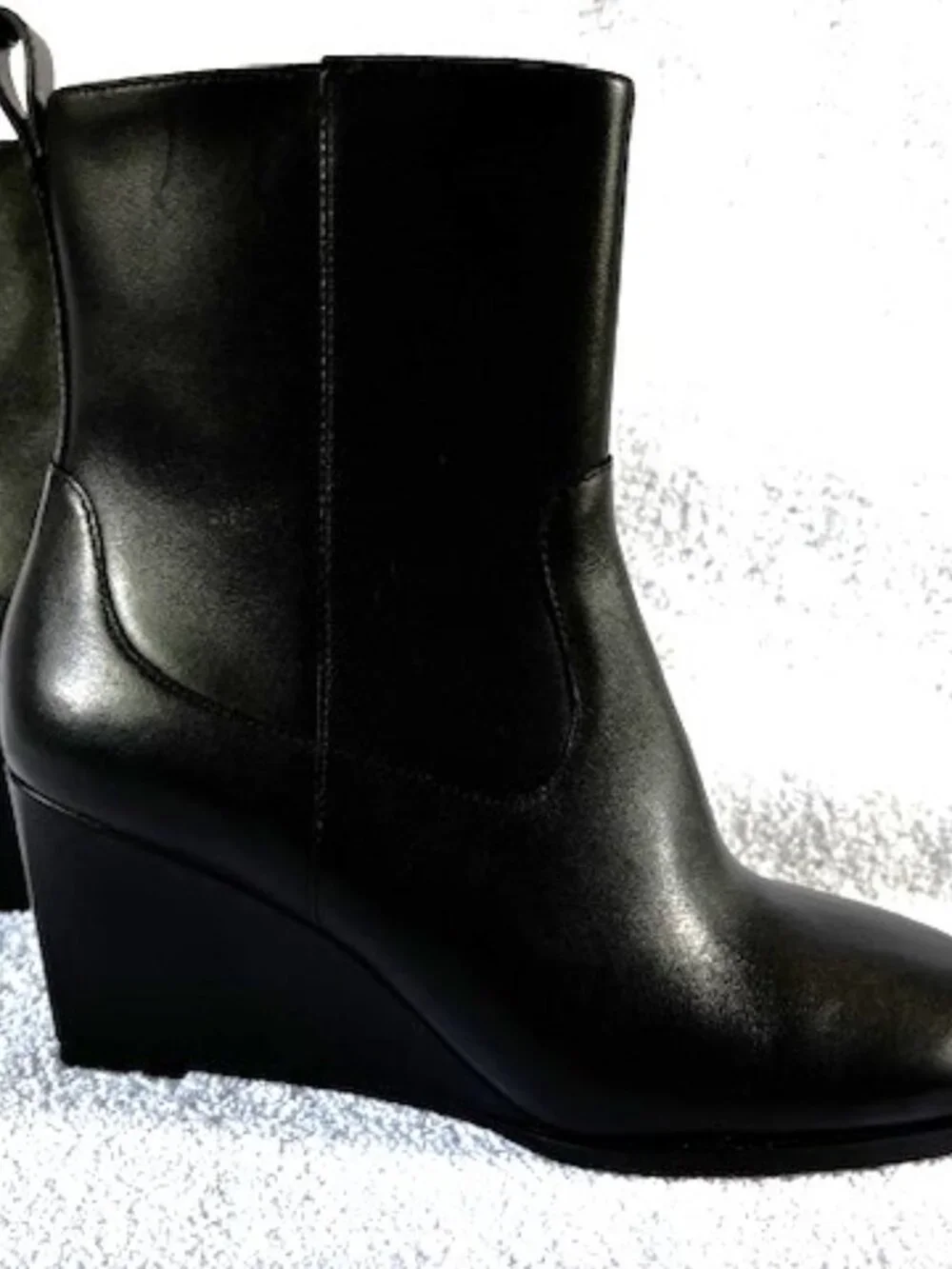 Coach Josephine black leather wedge bootie NWOT Size 8-1/2 - Picture 3 of 13